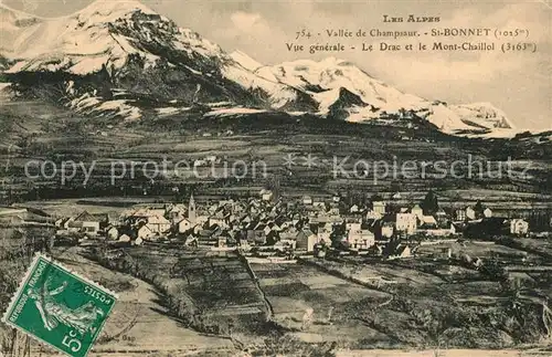 AK / Ansichtskarte Saint Bonnet_Haute_Alpes Vallee de Champsaur Vue generale Le Drac et le Mont Chaillol Saint Bonnet_Haute_Alpes