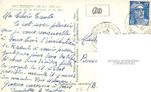 AK / Ansichtskarte Embrun Chateau de la Robeyre et le Roc Embrun