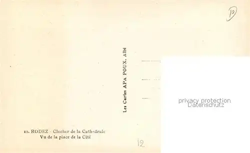 AK / Ansichtskarte Rodez Clocher de la Cathedrale Vue de la place de la Cite Rodez