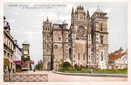 AK / Ansichtskarte Rodez La Cathedrale Vue generale et Monument de la Victoire Rodez
