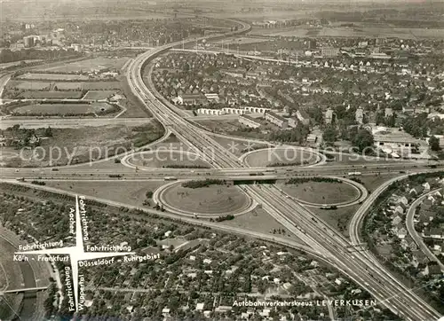 AK / Ansichtskarte Autobahn Fliegeraufnahme Autobahnverkehrskreuz Leverkusen  