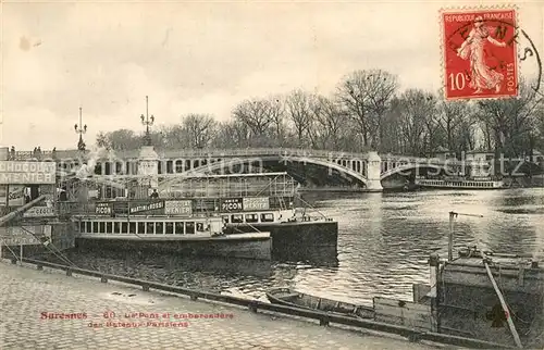 AK / Ansichtskarte Suresnes Pont et embarcadere des bateaux parisiens Suresnes