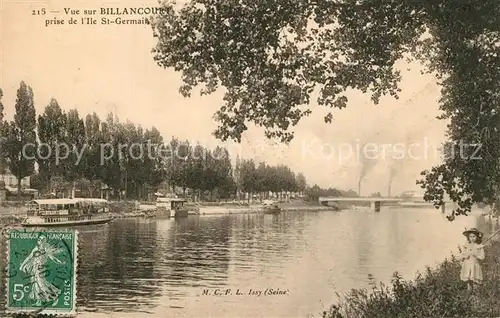 AK / Ansichtskarte Billancourt Boulogne Vue prise de l Ile Saint Germain aux bords de la Seine Billancourt Boulogne
