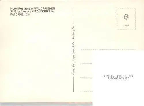 AK / Ansichtskarte Hitzacker_Elbe Hotel Restaurant Waldfrieden Hitzacker Elbe