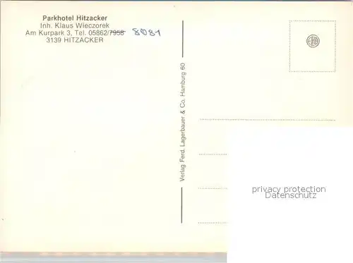 AK / Ansichtskarte Hitzacker_Elbe Parkhotel Hitzacker Hitzacker Elbe