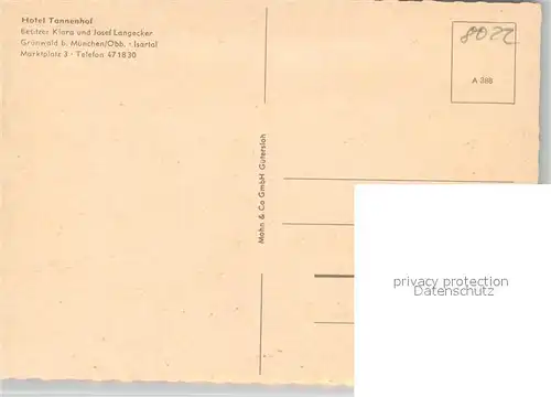AK / Ansichtskarte Gruenwald_Muenchen Hotel Tannenhof Gruenwald Muenchen