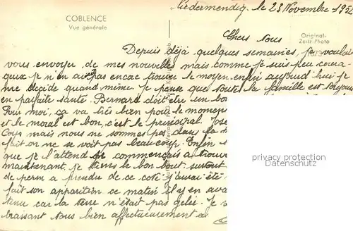 AK / Ansichtskarte Coblence_Coblenz_Koblenz Rheinblick Coblence_Coblenz_Koblenz