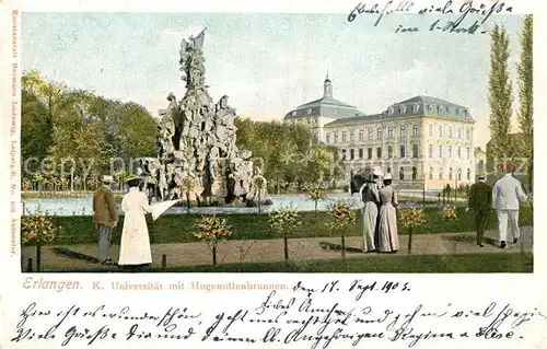 AK / Ansichtskarte Erlangen Universit?t mit Hegenottenbrunnen Erlangen