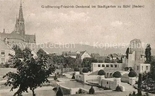 AK / Ansichtskarte Buehl_Baden Grossherzog Friedrich Denkmal Stadtgarten Buehl_Baden