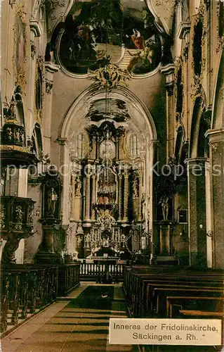 AK / Ansichtskarte Saeckingen_Bad Fridolinskirche Altarraum Saeckingen_Bad