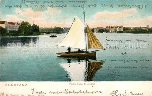 AK / Ansichtskarte Konstanz_Bodensee Inselhotel Segelboot Konstanz_Bodensee