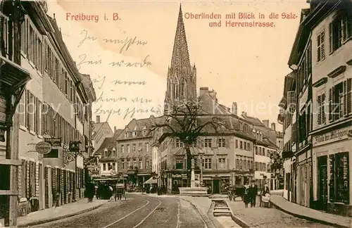 AK / Ansichtskarte Freiburg_Breisgau Oberlinden Blick Salz und Herrenstrasse Freiburg Breisgau