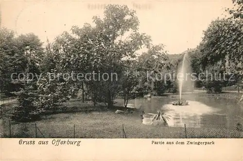 AK / Ansichtskarte Offenburg Zwingerpark Fontaene Offenburg