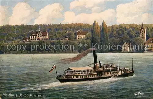 AK / Ansichtskarte Konstanz_Bodensee Waldhaus Jakob Schaufelraddampfer Kuenstlerkarte Wiro Konstanz_Bodensee