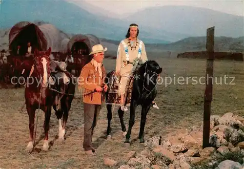 AK / Ansichtskarte Kino_Film Unter Geiern Stewart Granger Pierre Brice Winnetou 