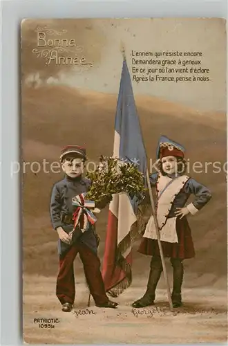 AK / Ansichtskarte Fahnen Frankreich Verlag Patriotic Nr. 1099 2 Bonne Annee Kinder  