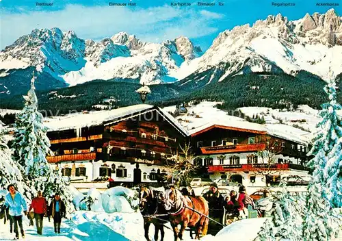AK / Ansichtskarte Going_Wilden_Kaiser_Tirol Stanglwirt Alt Tiroler Gaststaette Pferdeschlitten Going_Wilden_Kaiser_Tirol