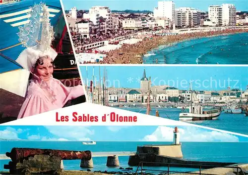 AK / Ansichtskarte Les_Sables d_Olonne La Plage Le Port de Peche La jetee de la Chaume Sablaise en costume Les_Sables d_Olonne