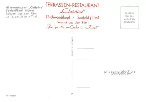 AK / Ansichtskarte Seefeld_Tirol Hoehenrestaurant Christine Gaststube Terrasse Seefeld Tirol