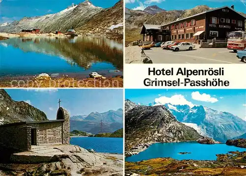 AK / Ansichtskarte Grimsel_Passhoehe Hotel Alpenroesli Kapelle Panorama Grimsel Passhoehe