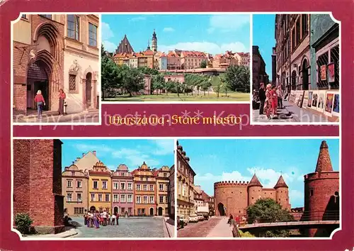 AK / Ansichtskarte Warszawa Gotycki portal Domy na skarpie Rynku Starego Miasta Ulica Kanonia Barbakan i Baszta Prochowa Warszawa