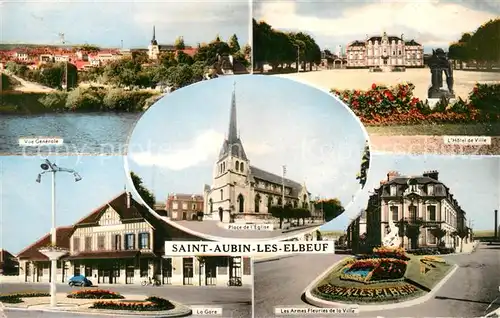 AK / Ansichtskarte Saint Aubin les Elbeuf Vue generale la Gare Place de l Eglise Les Armes Fleuries Hotel de Ville Saint Aubin les Elbeuf