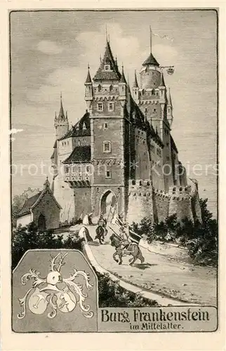 AK / Ansichtskarte Burg_Frankenstein_Bergstrasse Burg im Mittelalter Burg_Frankenstein