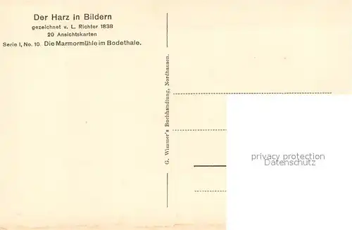 AK / Ansichtskarte Bodetal_Harz K?nstlerkarte L. Richter 1838 Marmorm?hle  Bodetal Harz