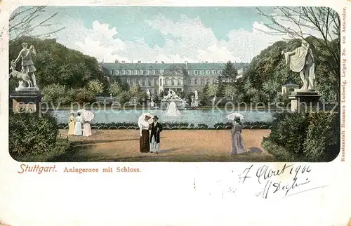 AK / Ansichtskarte Stuttgart Anlagensee mit Schloss Stuttgart