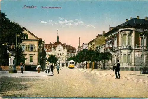 AK / Ansichtskarte Landau_Isar Ostbahnstrasse Strassenbahn Landau Isar