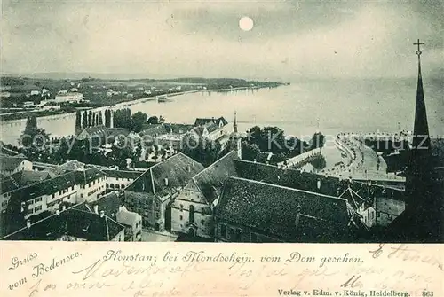 AK / Ansichtskarte Konstanz_Bodensee Blick vom Dom Mondschein Konstanz_Bodensee