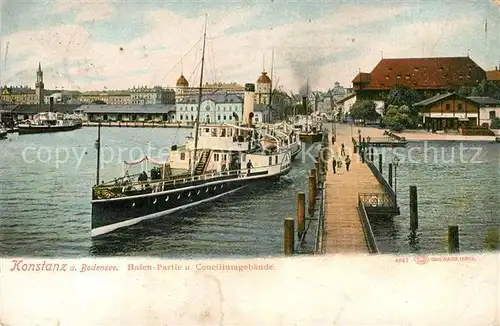 AK / Ansichtskarte Konstanz_Bodensee Hafen Conciliumsgebaeude Konstanz_Bodensee
