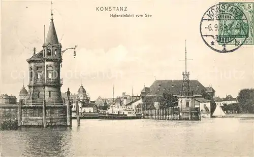 AK / Ansichtskarte Konstanz_Bodensee Hafeneinfahrt Leuchtturm Konstanz_Bodensee