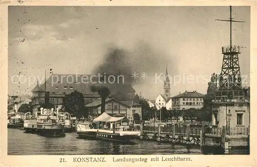 AK / Ansichtskarte Konstanz_Bodensee Landungssteg Leuchtturm Konstanz_Bodensee