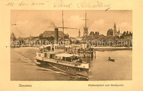 AK / Ansichtskarte Konstanz_Bodensee Hafeneinfahrt Stadtgarten Konstanz_Bodensee