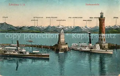 AK / Ansichtskarte Lindau_Bodensee Hafen Leuchtturm  Lindau Bodensee