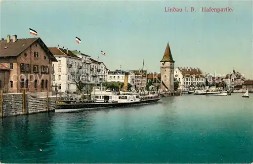 AK / Ansichtskarte Lindau_Bodensee Hafenpartie Stadtpanorama Lindau Bodensee