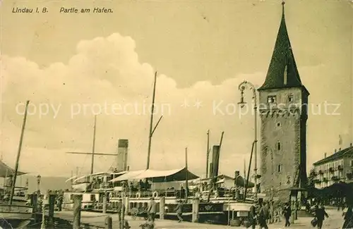 AK / Ansichtskarte Lindau_Bodensee Partie am Hafen Lindau Bodensee