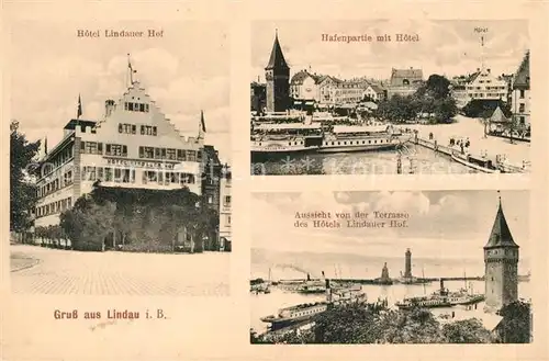 AK / Ansichtskarte Lindau_Bodensee Hotel Lindauer Hof Hafen  Lindau Bodensee