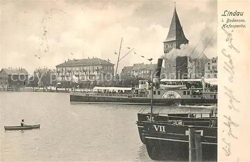 AK / Ansichtskarte Lindau_Bodensee Hafen Stadtpanorama Lindau Bodensee