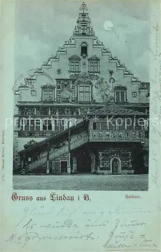 AK / Ansichtskarte Lindau_Bodensee Rathaus Mondschein Lindau Bodensee