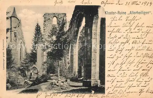 AK / Ansichtskarte Allerheiligen_Oppenau Kloster Ruine Allerheiligen_Oppenau