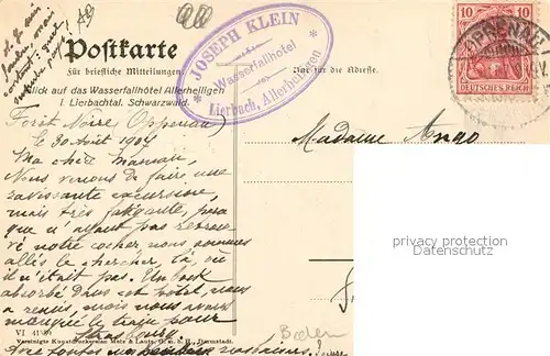 AK / Ansichtskarte Allerheiligen_Oppenau Wasserfallhotel  Allerheiligen_Oppenau