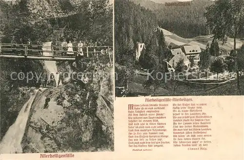 AK / Ansichtskarte Allerheiligen_Oppenau Allerheiligenfaelle Gedicht Allerheiligen_Oppenau