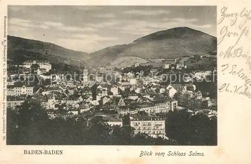 AK / Ansichtskarte Baden Baden Panorama Blick vom Schloss Solms Baden Baden