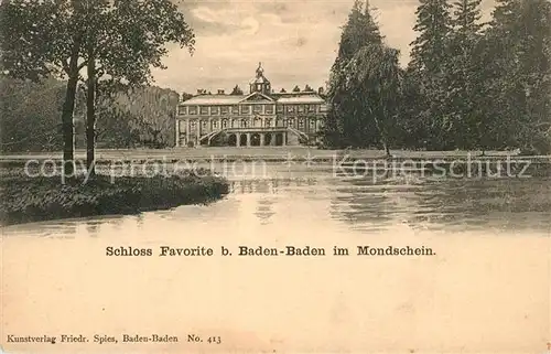 AK / Ansichtskarte Baden Baden Schloss Favorite Mondschein Baden Baden