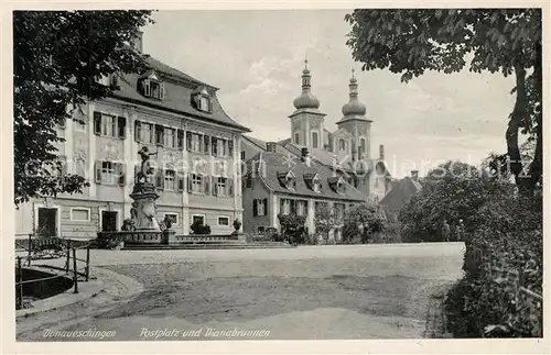 AK / Ansichtskarte Donaueschingen Postplatz Dianabrunnen Donaueschingen