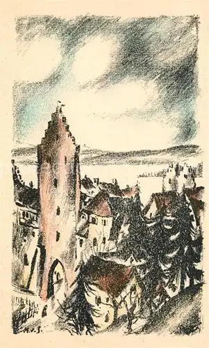 AK / Ansichtskarte Meersburg_Bodensee Alte Stadtmauer Kuenstlerkarte Meersburg Bodensee