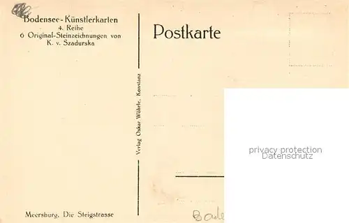 AK / Ansichtskarte Meersburg_Bodensee Steigstrasse Kuenstlerkarte Meersburg Bodensee