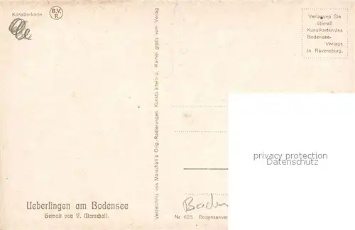 AK / Ansichtskarte ueberlingen_Bodensee Kirche Panorama Kuenstler Marschall ueberlingen Bodensee